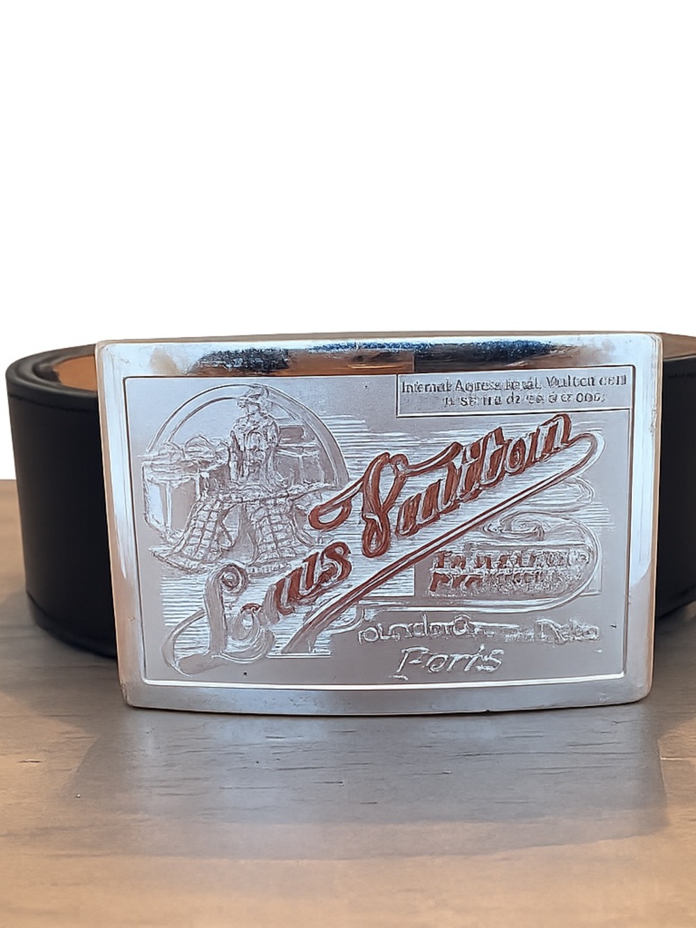 Authentic Louis Vuitton 100/40 Black Leather Belt Silver Trading Buckle Spain